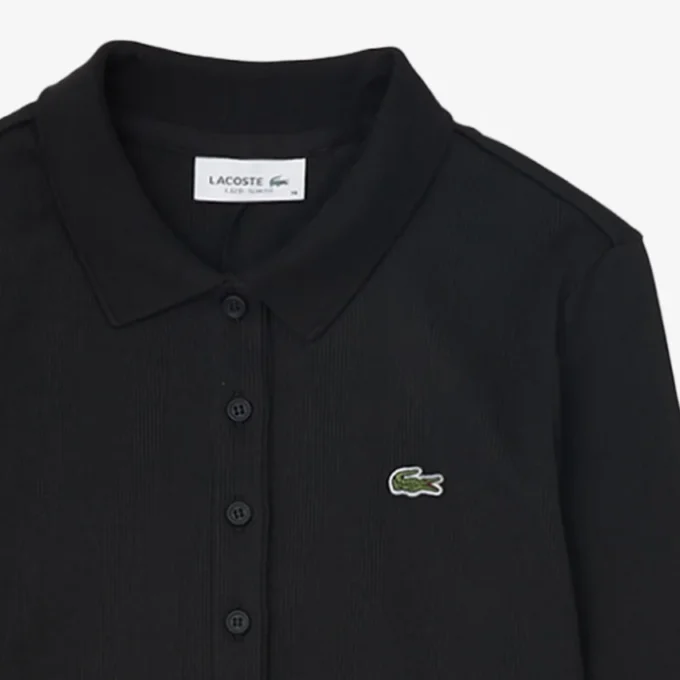 Kadın Slim Fit Nervürlü Pamuklu Polo Tişört Yaka Elbise