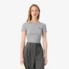 Kadın Slim Fit Nervürlü Pamuklu Tişört