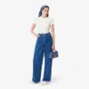 Kadın Slim Fit Nervürlü Pamuklu Tişört