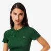 Kadın Slim Fit Nervürlü Pamuklu Tişört