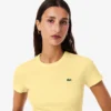 Kadın Slim Fit Nervürlü Pamuklu Tişört