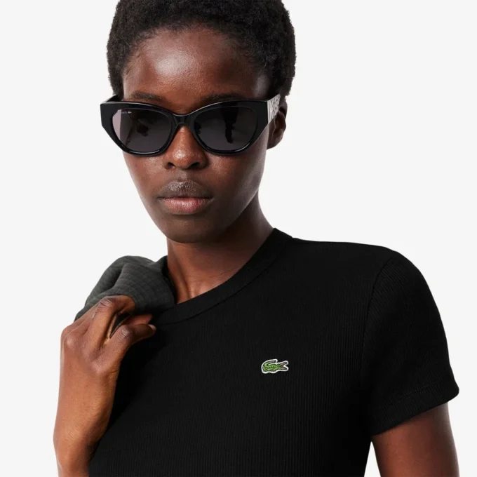 Kadın Slim Fit Nervürlü Pamuklu Tişört