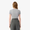 Kadın Slim Fit Nervürlü Pamuklu Tişört