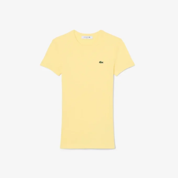 Kadın Slim Fit Nervürlü Pamuklu Tişört