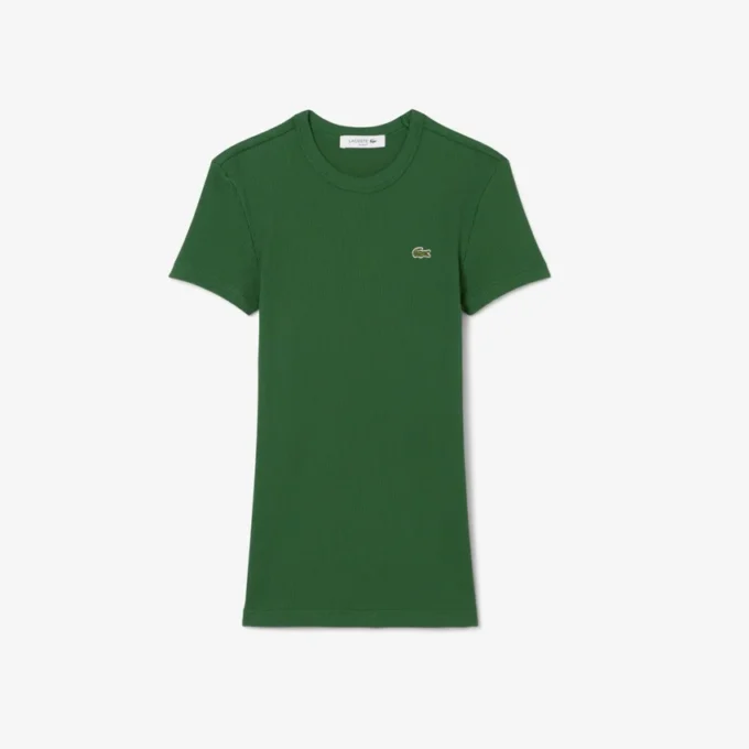 Kadın Slim Fit Nervürlü Pamuklu Tişört