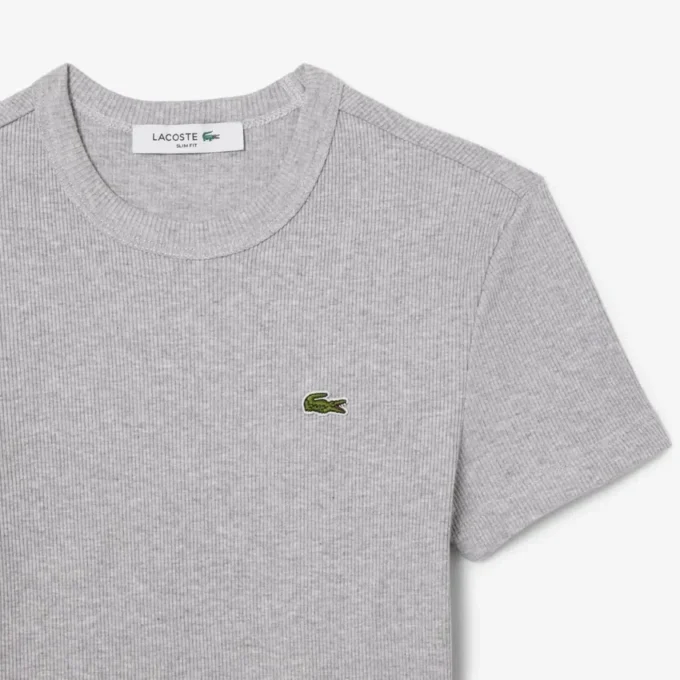 Kadın Slim Fit Nervürlü Pamuklu Tişört
