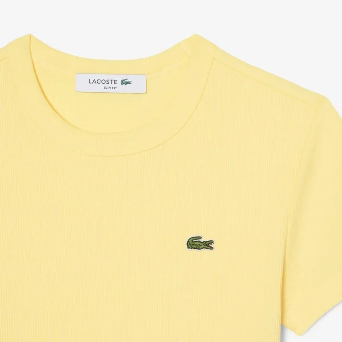 Kadın Slim Fit Nervürlü Pamuklu Tişört