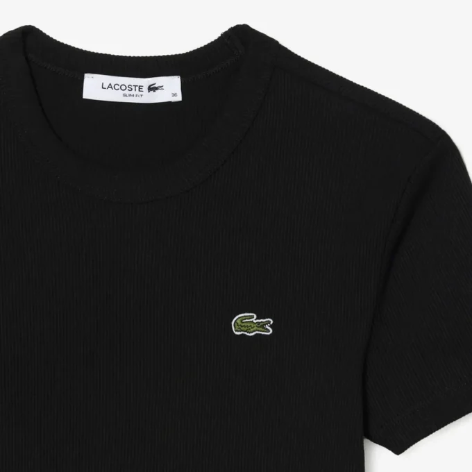 Kadın Slim Fit Nervürlü Pamuklu Tişört
