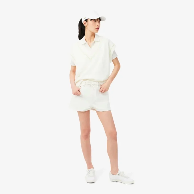 Kadın Slim Fit Pointelle Markalı L.12.D Polo Tişört