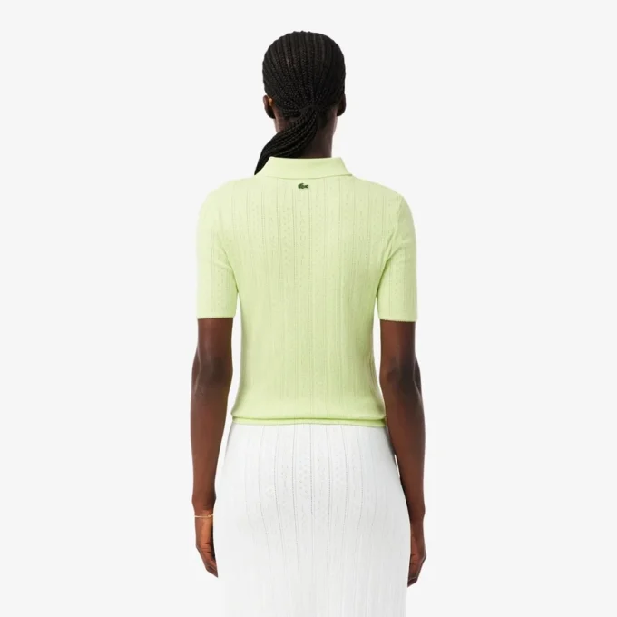 Kadın Slim Fit Pointelle Markalı L.12.D Polo Tişört