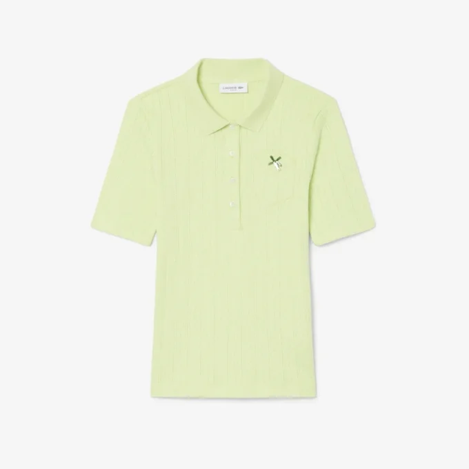 Kadın Slim Fit Pointelle Markalı L.12.D Polo Tişört