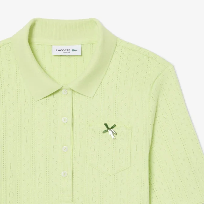 Kadın Slim Fit Pointelle Markalı L.12.D Polo Tişört