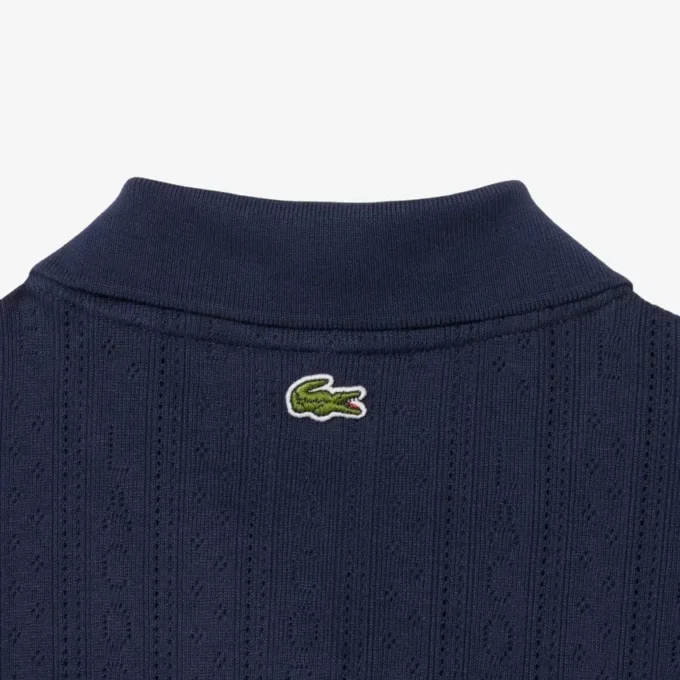 Kadın Slim Fit Pointelle Markalı L.12.D Polo Tişört