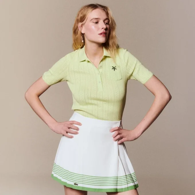Kadın Slim Fit Pointelle Markalı L.12.D Polo Tişört
