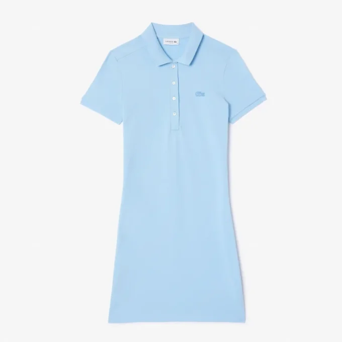 Kadın Slim Fit Streç Mini Piqué Polo Tişört Elbise