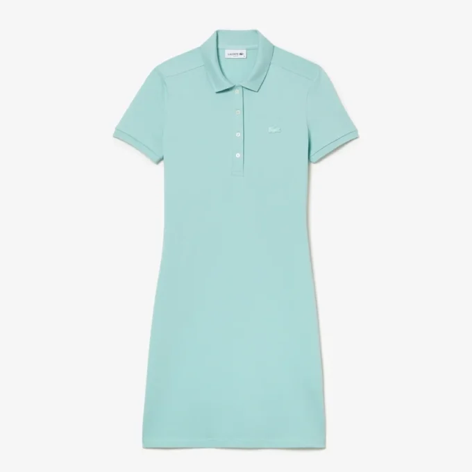 Kadın Slim Fit Streç Mini Piqué Polo Tişört Elbise