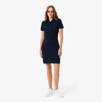 Kadın Slim Fit Streç Mini Piqué Polo Tişört Elbise