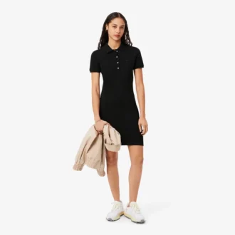 Kadın Slim Fit Streç Mini Piqué Polo Tişört Elbise