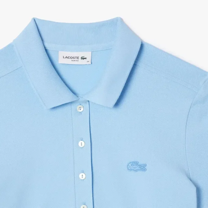 Kadın Slim Fit Streç Mini Piqué Polo Tişört Elbise