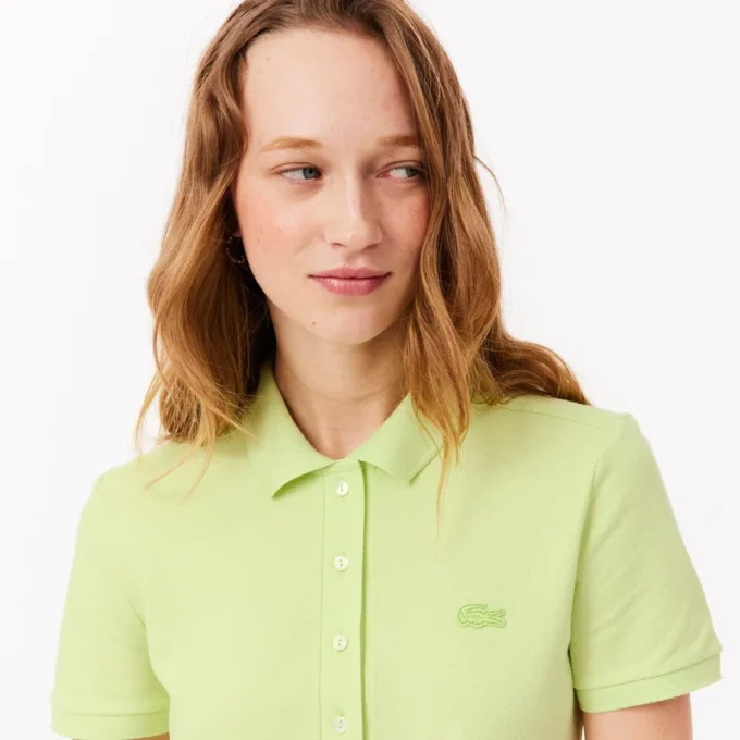 Kadın Slim Fit Streç Mini Piqué Polo Tişört Elbise