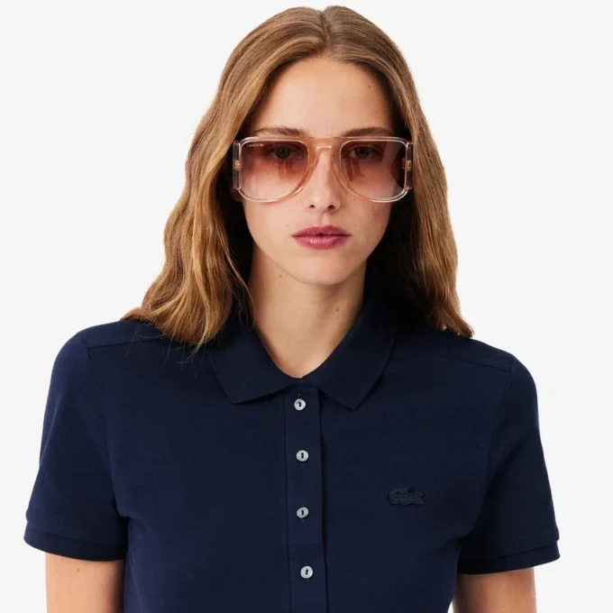 Kadın Slim Fit Streç Mini Piqué Polo Tişört Elbise
