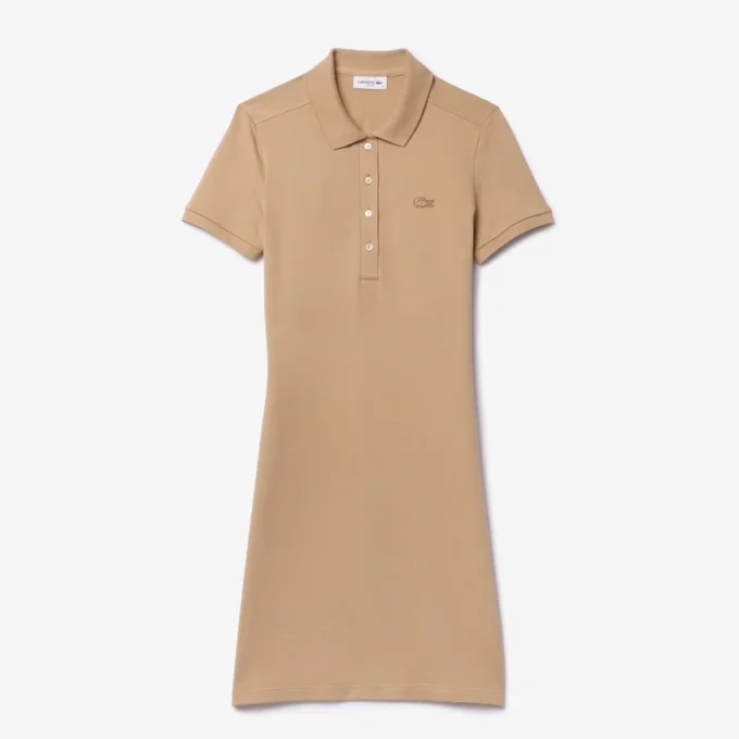 Kadın Slim Fit Streç Mini Piqué Polo Tişört Elbise