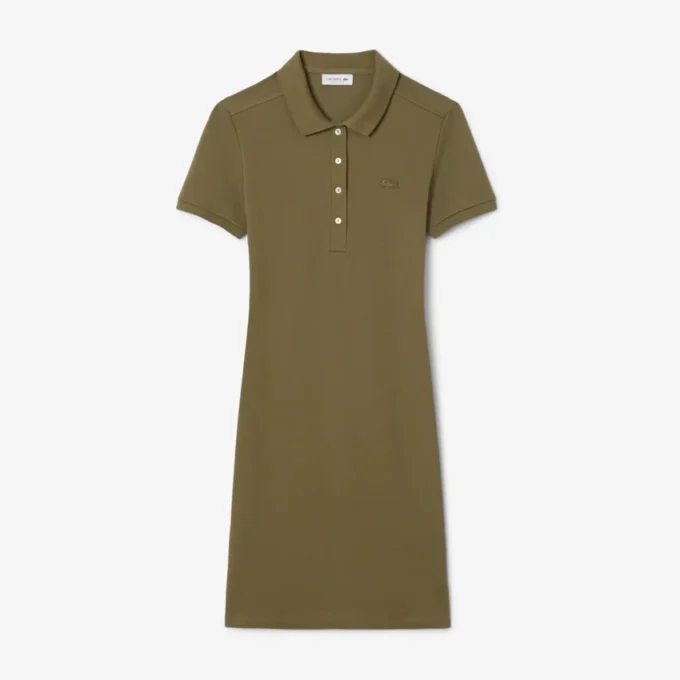 Kadın Slim Fit Streç Mini Piqué Polo Tişört Elbise