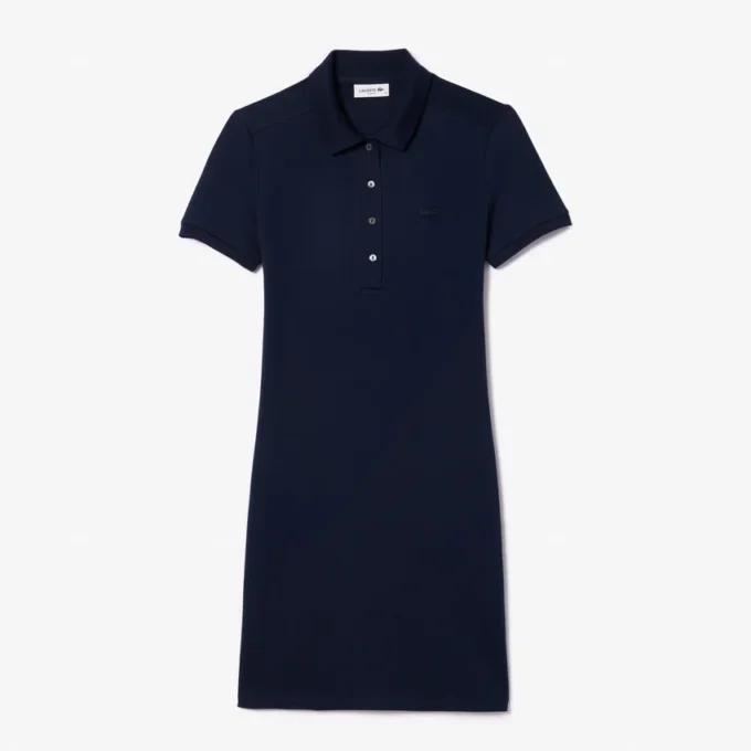 Kadın Slim Fit Streç Mini Piqué Polo Tişört Elbise