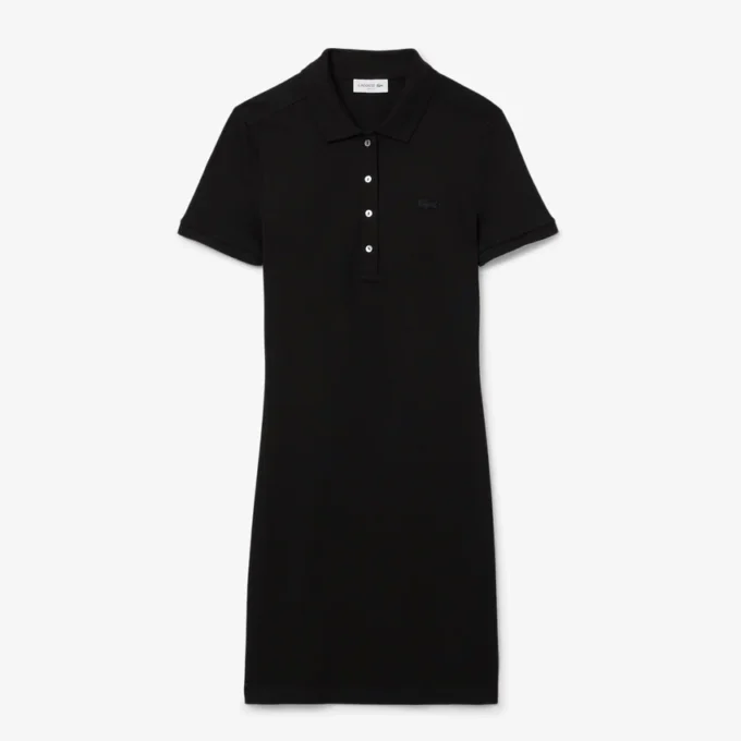 Kadın Slim Fit Streç Mini Piqué Polo Tişört Elbise