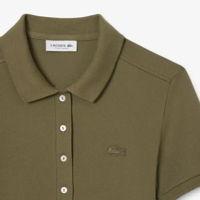 Kadın Slim Fit Streç Mini Piqué Polo Tişört Elbise