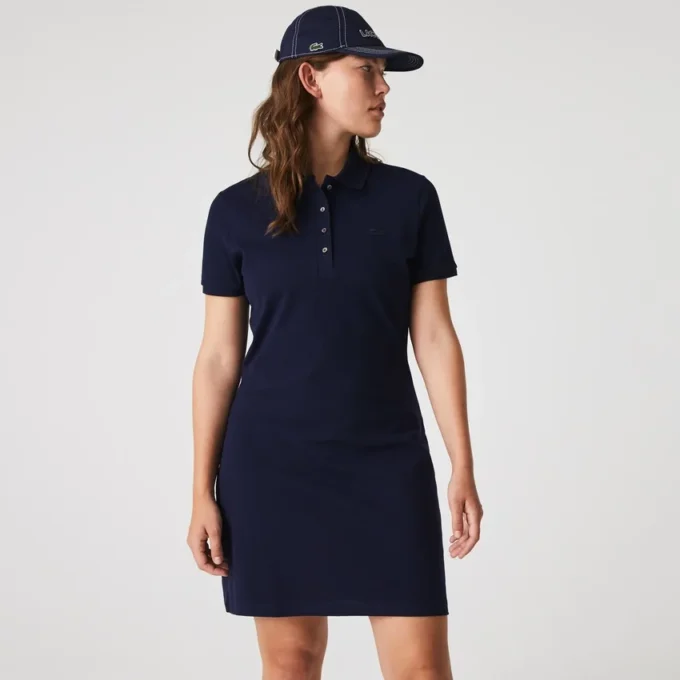Kadın Slim Fit Streç Mini Piqué Polo Tişört Elbise