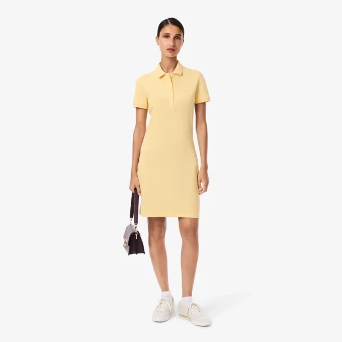 Kadın Slim Fit Streç Mini Piqua Polo Tişört Elbise