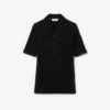 Kadın Slim Fit Tüylü Ribana Örgü Polo Tişört