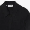 Kadın Slim Fit Tüylü Ribana Örgü Polo Tişört