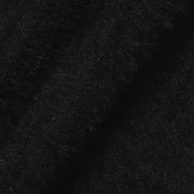 Kadın Slim Fit Tüylü Ribana Örgü Polo Tişört
