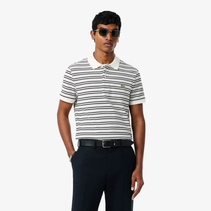 Klasik Kesim Çizgili Petit Piqua Polo Tişörtü