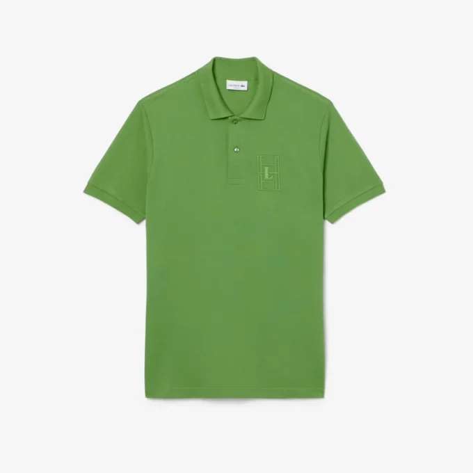 Klasik Kesim Nakış Detaylı Petit Piqua Polo Tişörtü
