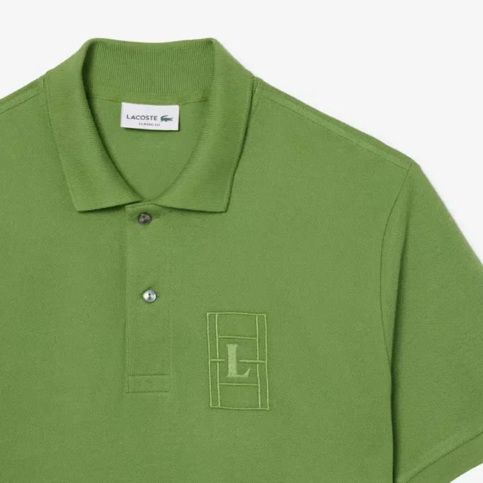 Klasik Kesim Nakış Detaylı Petit Piqua Polo Tişörtü