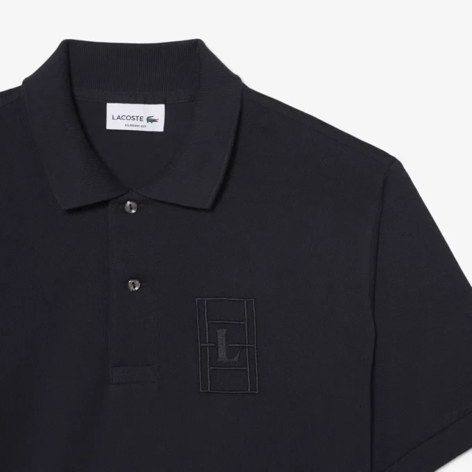 Klasik Kesim Nakış Detaylı Petit Piqua Polo Tişörtü