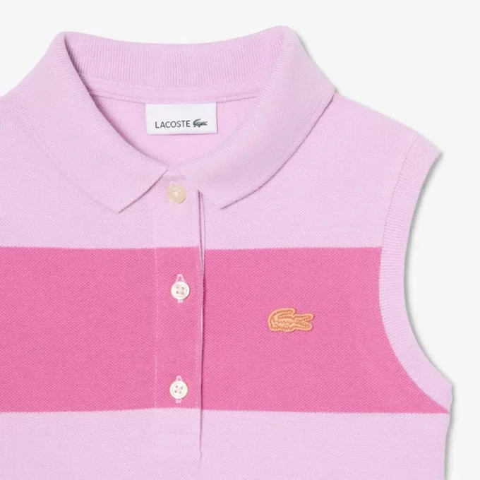 Kolsuz Çizgili Petit Piqué Polo Elbise