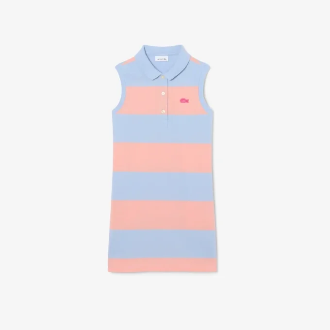 Kolsuz Çizgili Petit Piqué Polo Elbise