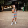 Kolsuz Çizgili Petit Piqué Polo Elbise