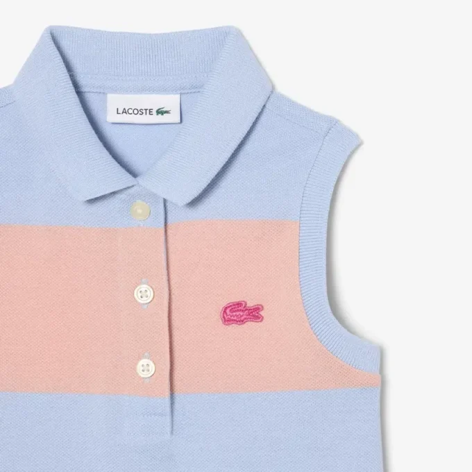 Kolsuz Çizgili Petit Piqua Polo Tişört Elbise
