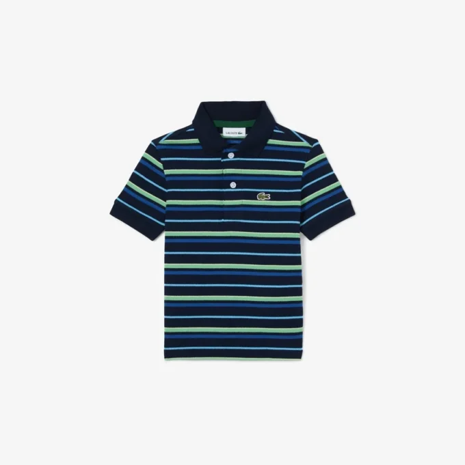 Kontrast Çizgili Petit Piqua Polo Tişörtü