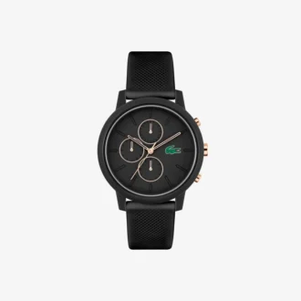 Lacoste.12.12 Chrono Saat Siyah & Karnasyon Altın Silikon