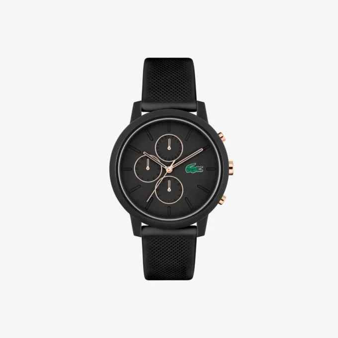 Lacoste.12.12 Chrono Saat Siyah & Karnasyon Altın Silikon
