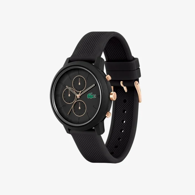 Lacoste.12.12 Chrono Saat Siyah & Karnasyon Altın Silikon