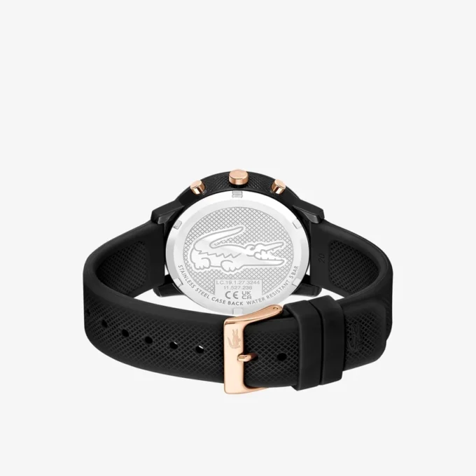 Lacoste.12.12 Chrono Saat Siyah & Karnasyon Altın Silikon