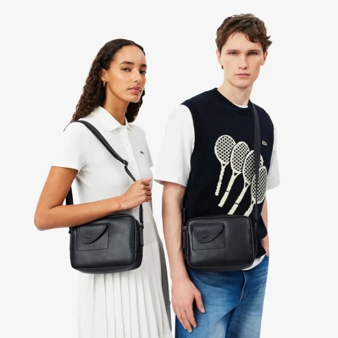 Lacoste Club Damarlı Deri Çanta
