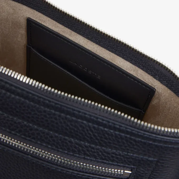 Lacoste Club Damarlı Deri Clutch
